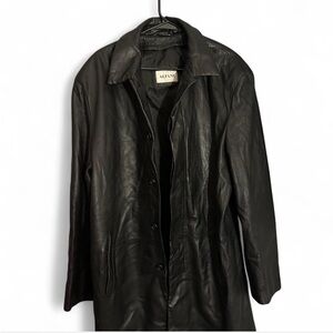 Vintage Alfani Black Leather Coat